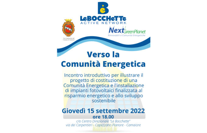 Verso la Comunità Energetica - incontro per illustrare il progetto il 15 settembre alle Bocchette