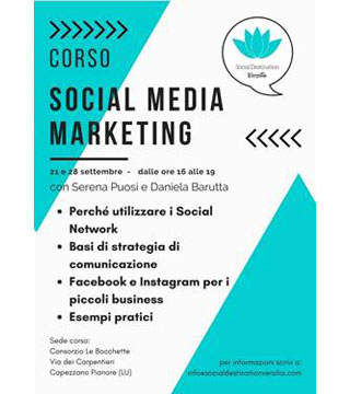 Corso in Social Media Marketing giovedì 21 e venerdì 22 settembre 2017